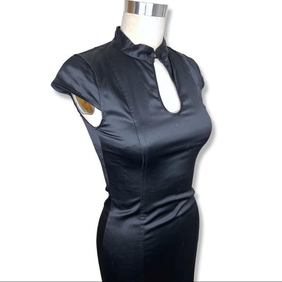 Zara Dresses & Skirts - \\ ZARA Basic // Black Stretch Satin Bodycon with Mandarin Collar : Like New : M